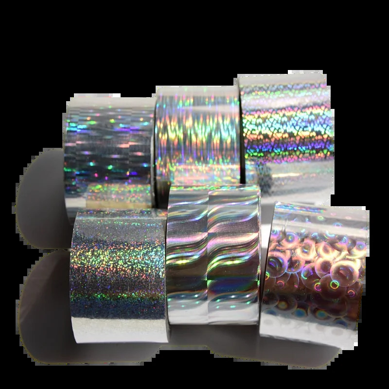 120M/roll laser transparent transfer foil holographic broken glass stamping nail sticker for salons 241024
