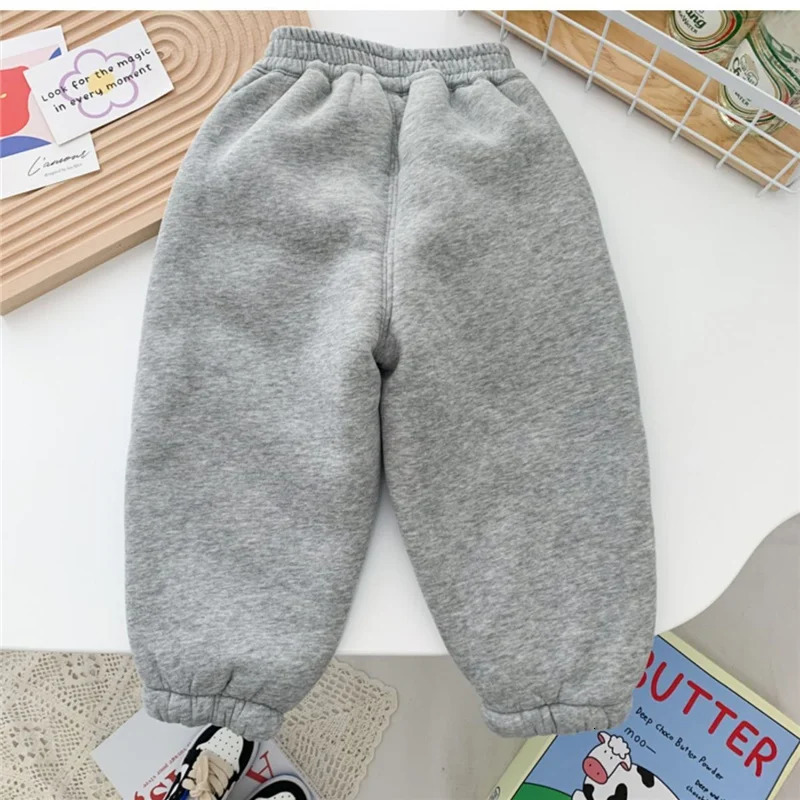 Boys casual thick pants winter childrens aprons warm pants childrens pants clothing wool cotton leg mens pants 2-8 years old 241024