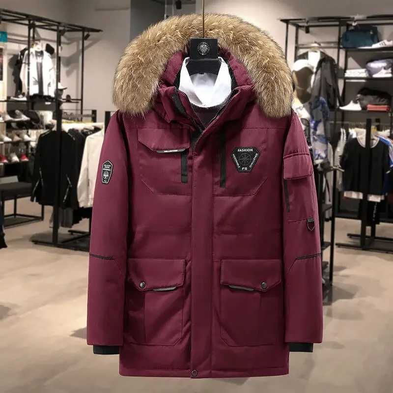 Men's Down Parkas Men Hooded Duck Down Coats Fur Collar Down Jackets Winter Casual Down Coats Quality Male Outdoor Windproof Winter Warm Parkas 4