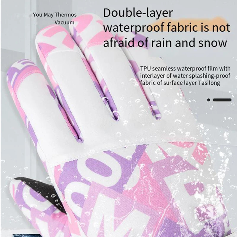 Oulylan Waterproof Ski Snowboard Gloves Touchscreen Outdoor Thickened Snow Motorcycle 241024