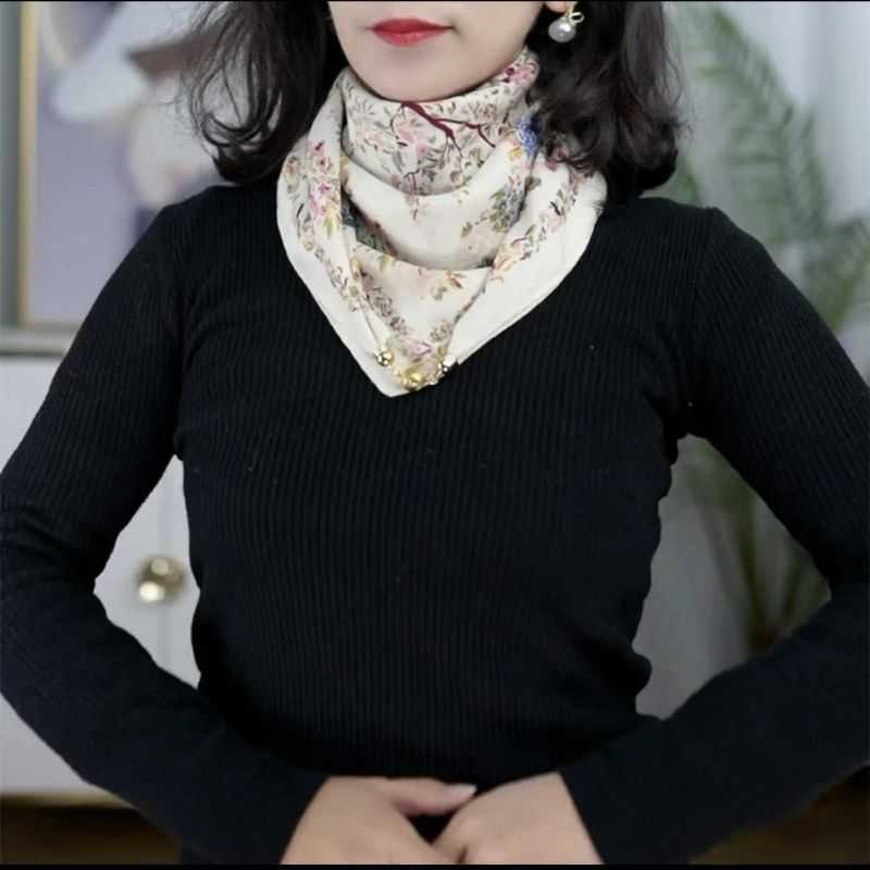New designers Neck Texture ece Protection silk Womens scarf nice Small Buckle Magnetic