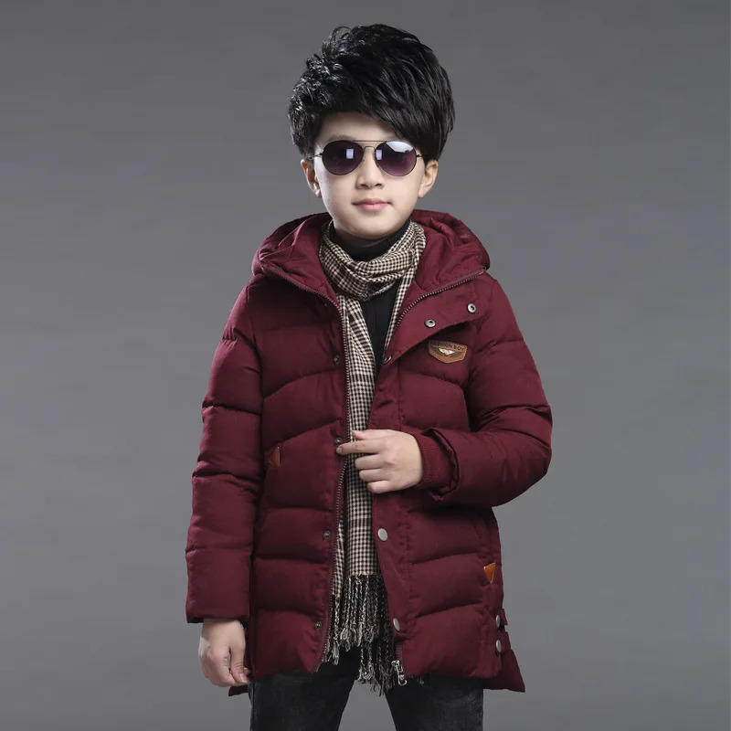 4 6 8 10 12 14 Years Big Boys Jacket Autumn Winter Thicken Warm Teenager Kids Jackets Fashion Long Zipper Hooded Boys Coat 241024