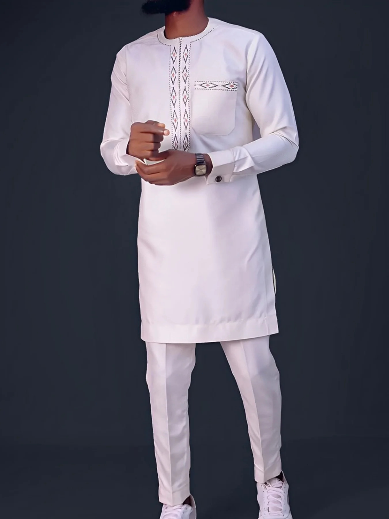 Africa Nigeria Fashion White Mens Traditional Clothing Set Trend Clothing Set Complete Printing 2-piece Clothing Set 241024