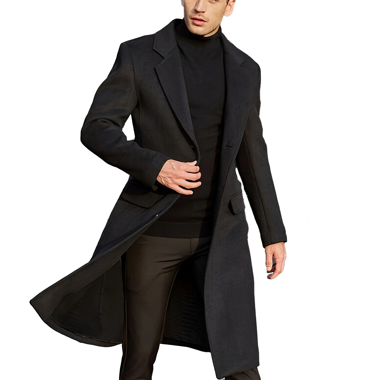 Wool Coat British Style Long Casual Windproof Wool Top 241024