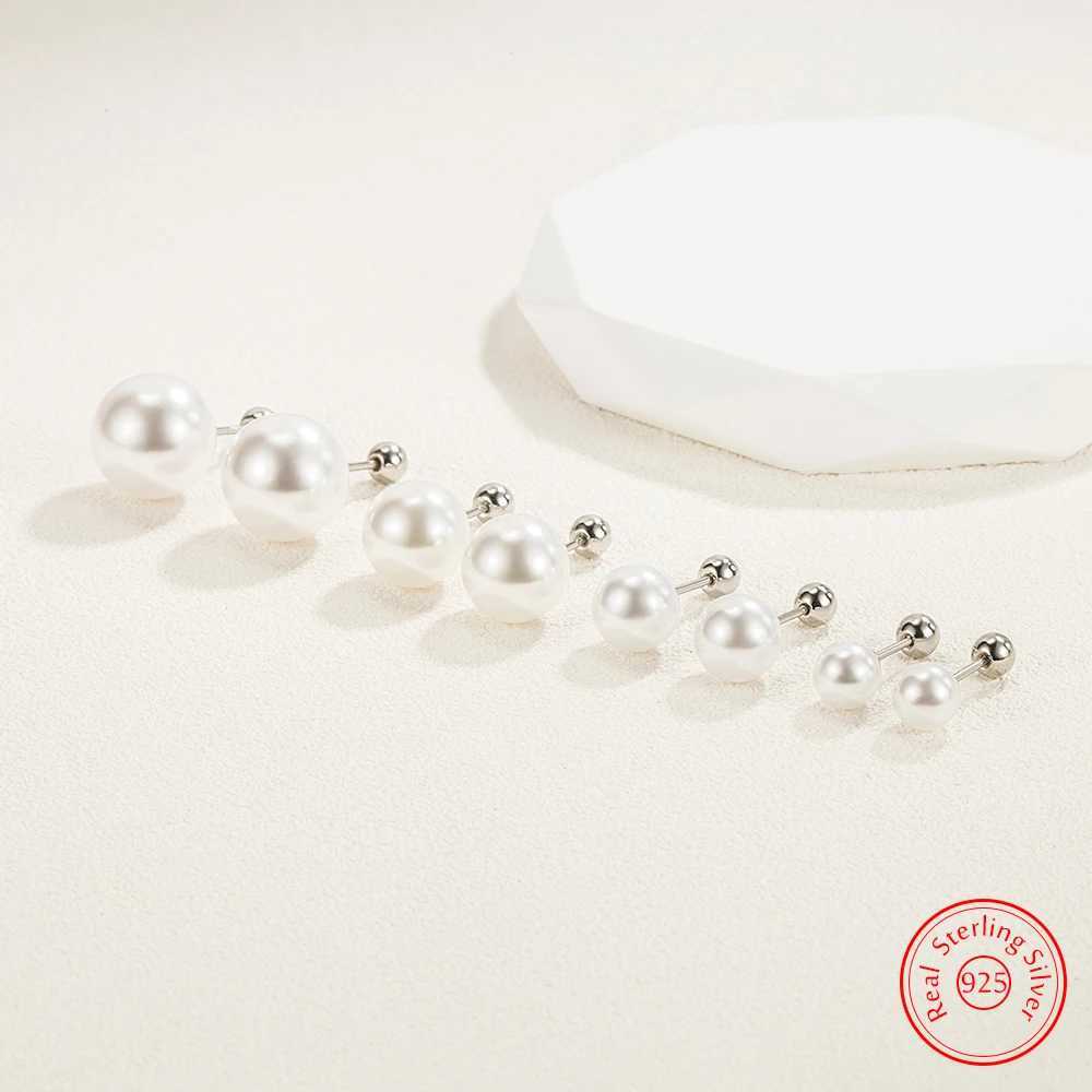 Real 925 Sterling Silver Womens High Quality Fashion Jewelry Pearl Stud Earrings New XY0294X241023