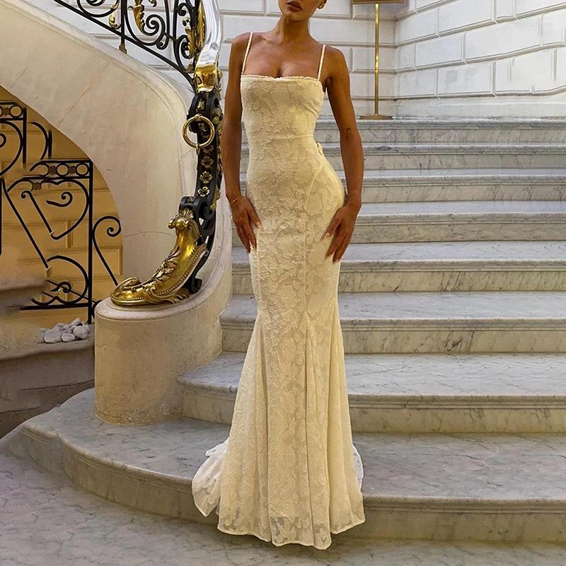 Casual Dresses Elegant White Suspender Chest Dress Womens Clothing Sexy Slim Fit Backless Long Skirt Birthday Wedding Party