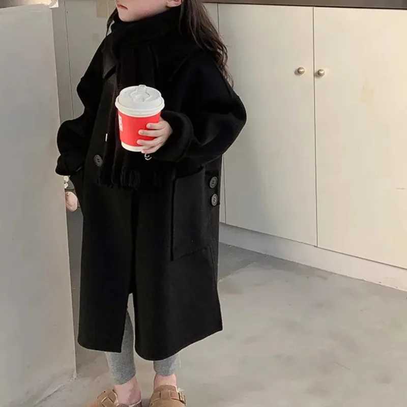 Womens wool coat jacket windproof jacket 2023 charming warm thick winter cotton youth jacket childrens clothing W241023