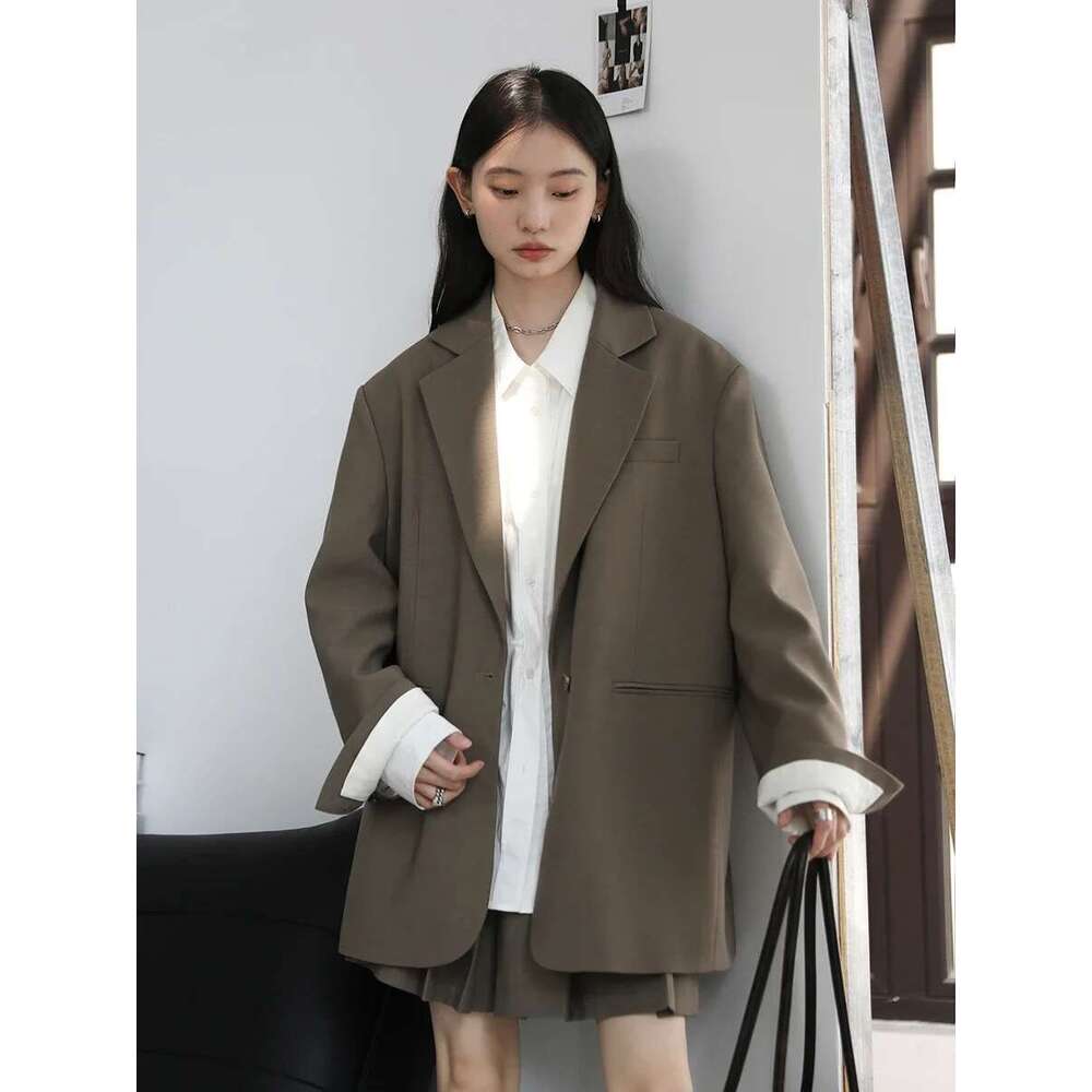 CHIC VEN Women's Blazer Loose New Single Button Jacket High Waist Pleated Skirt Female Clothing Set Spring Autumn 2024