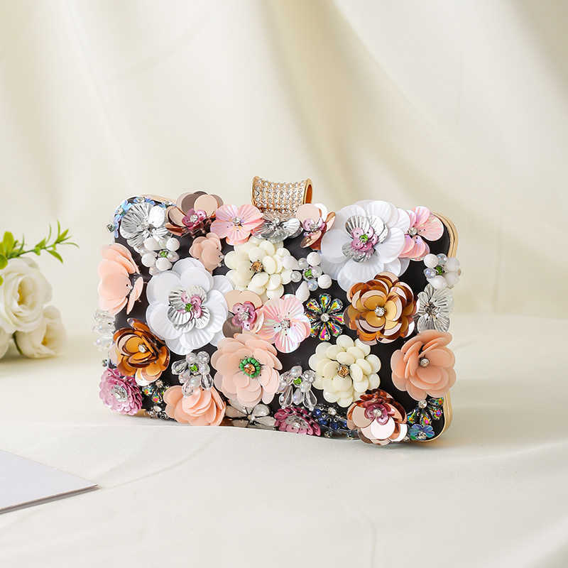 CMM New Evening Bag Handmade Flower Handbag Party Womens Handbag Evening Dress Bag Bead Embroidery Bag