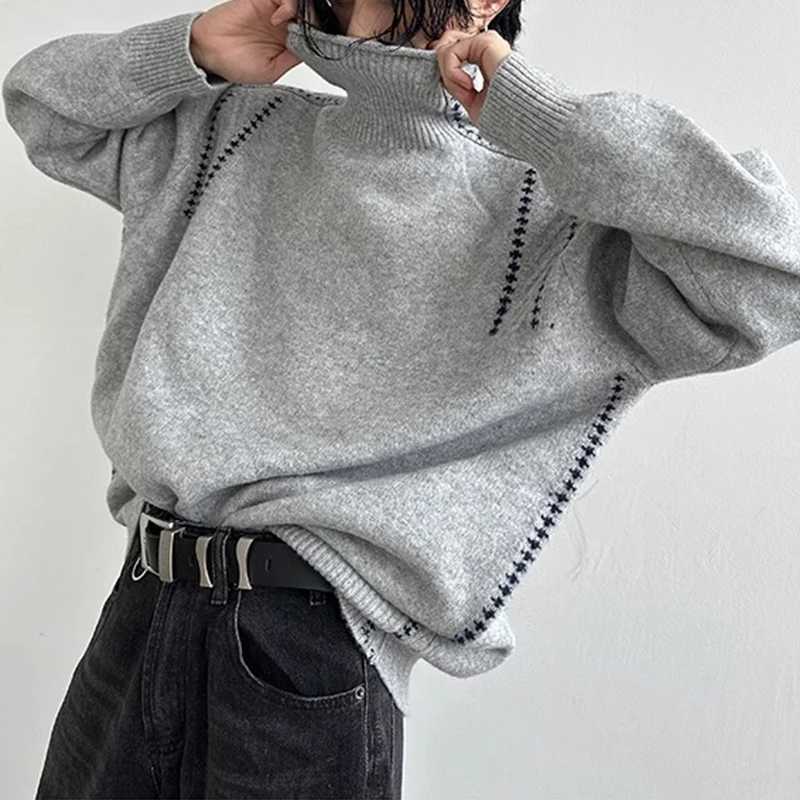 Trendy Long Sleeve Slim Fit Mens Sweater Streetwear Vintage Turtleneck Knitted Pullover Tops For Men 2024 Autumn Basic Sweaters LX241024