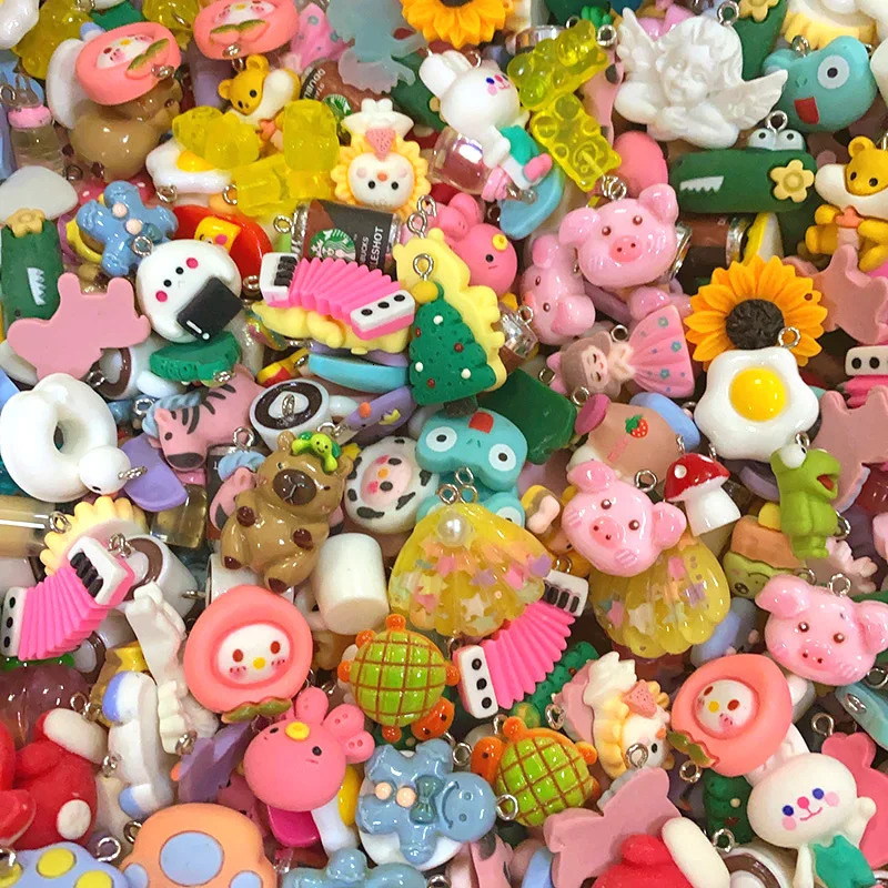 100200300pcs Random Mix Animal Food Resin Charms Bulk Wholesale Coffee Cup Bottle Charm For Earring Phone Chain Diy Jewelry 241023