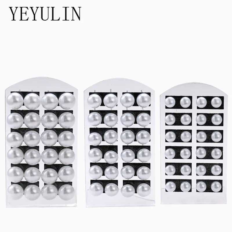 YEYULIN 12 pairs/set of white imitation pearl earrings suitable for female earrings jewelry balls 8mm 10mm 12mm W241023