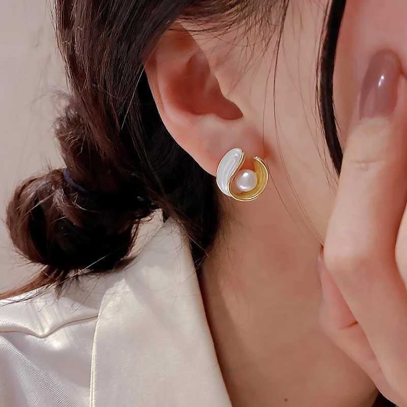 Classic Gold Color Pearl Earrings For Women Korean Zircon Exquisite Fashion Flower Stud Earring Party Christmas Jewelry GiftsX241023