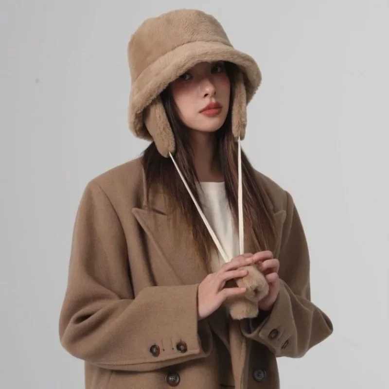 Bber winter warm bucket hat used for warm golf hats hiking hats fur hats winter hats bucket hats cotton ear muffs X241023