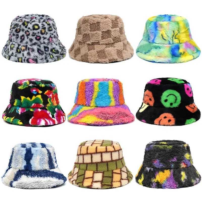 2023 Winter Warm Fur Bucket Hat Warm Mens Outdoor Stay Warm Fluffy Panama Fem Thick Rabbit Hair Windproof Fishermans Hat X241023
