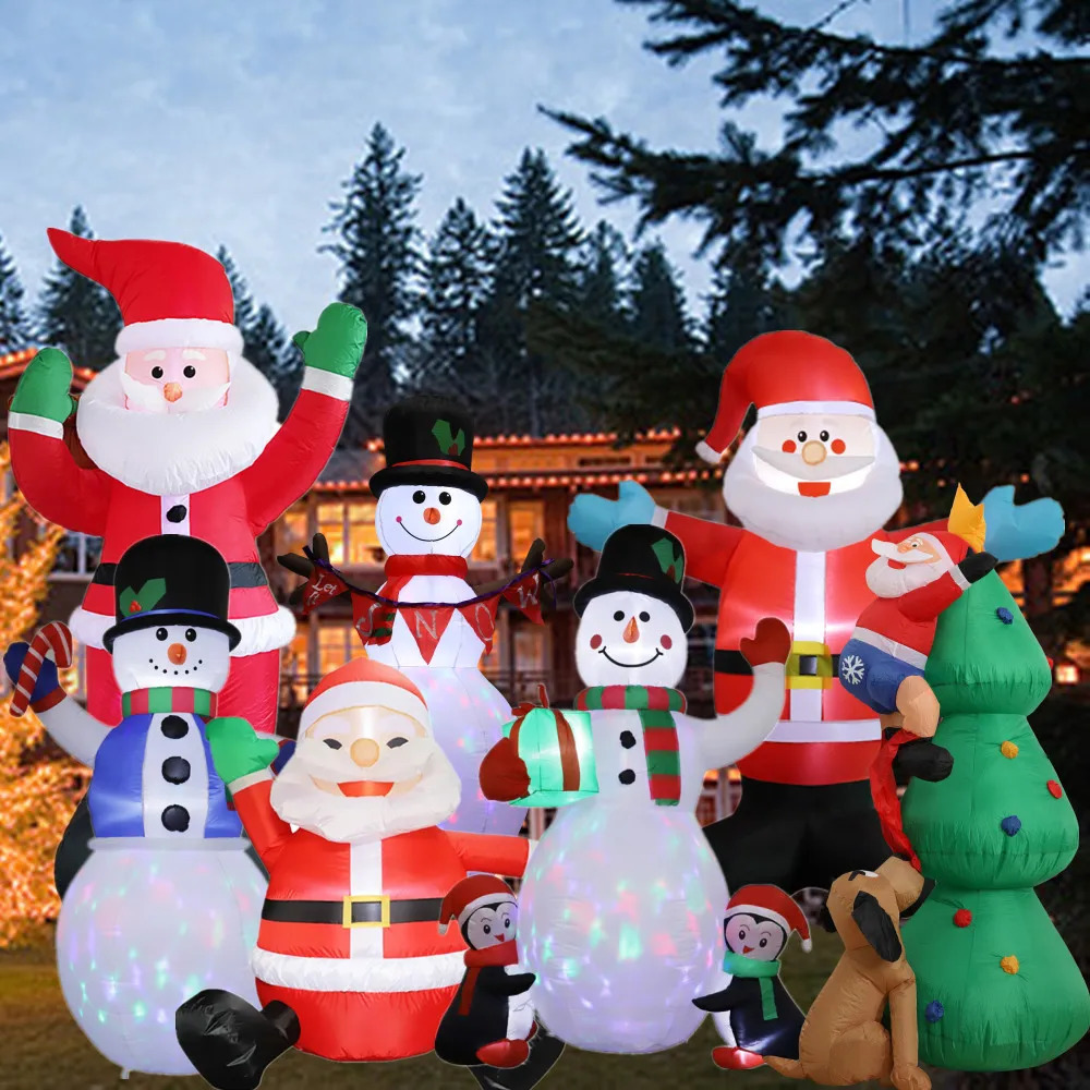 Inflatable Christmas tree/snowman/Klaus/bear/gingerbread doll model with built-in LED outdoor decoration garden party decoration 241024