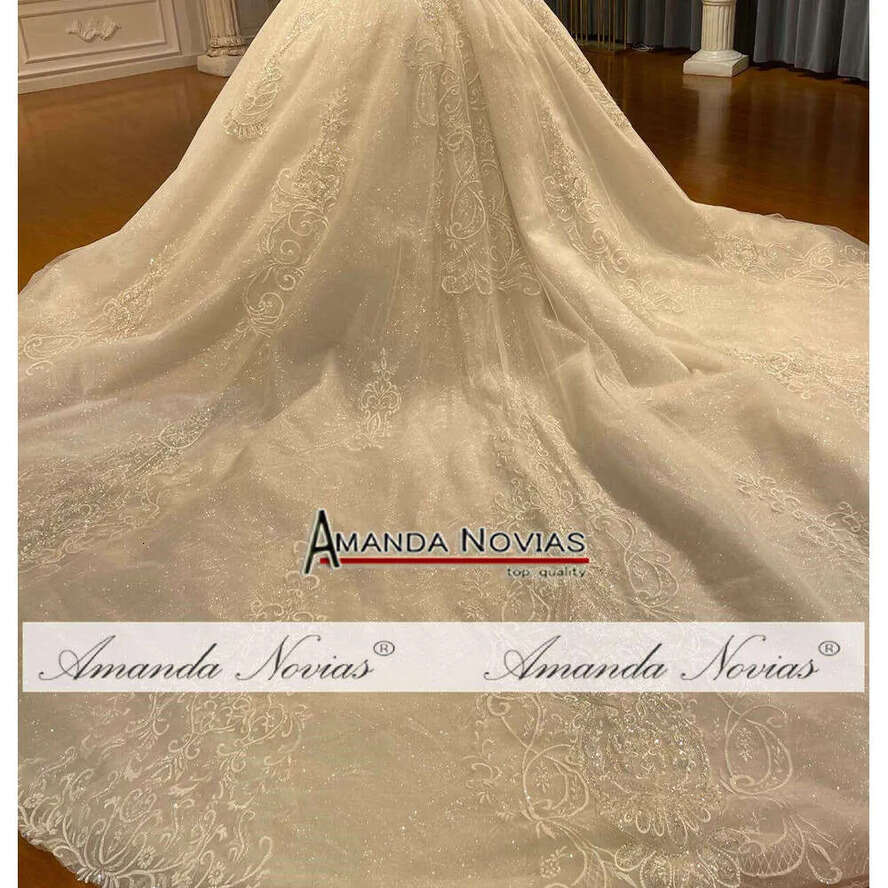 Amanda Novias High Neck Sleeves Wedding Dress