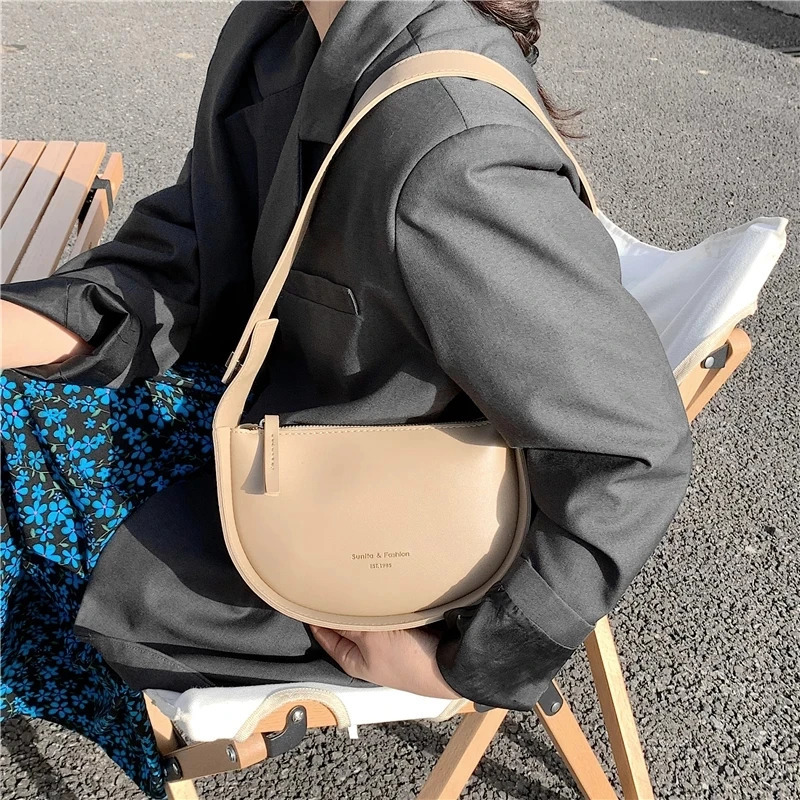 Semicircle Saddle Shoulder Crossbody Bags For Women Adjustable Wide Strap Girls Purses And Handbags 241017