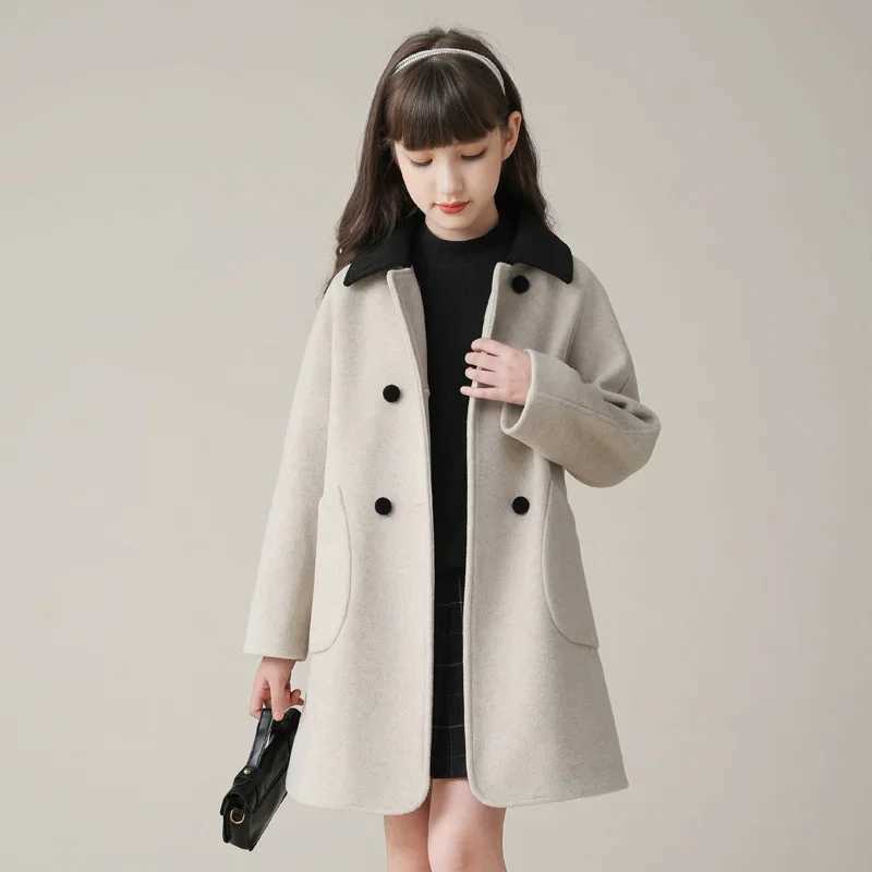 Womens wool coat wind chime 2024 beige warm and thick winter cotton youth gift childrens clothing C15 W241023