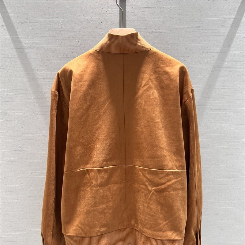 Autumn Selling Womens Casual Fashion Suede Baseball Jacket Retro Brown Preparatory Loose Fit Zipper Jacket 241023