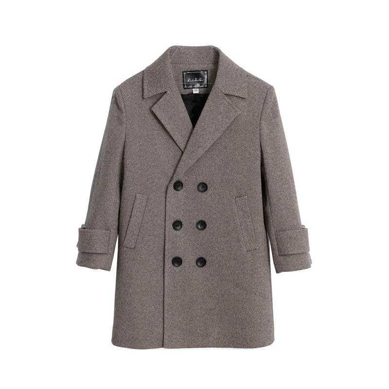 Mens wool coat jacket windproof jacket 2024 gray warm thick autumn winter cotton Christmas gift childrens clothing W241023