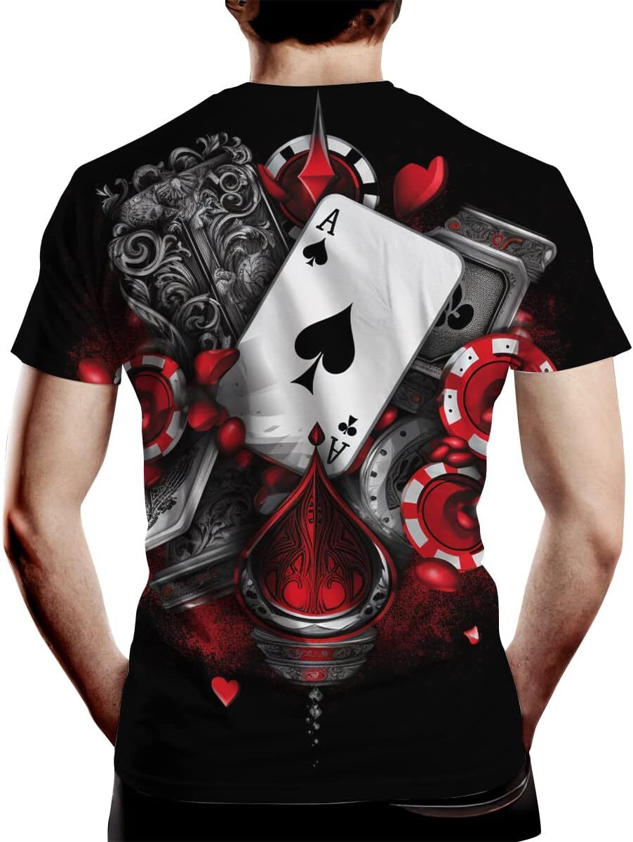 Mens T shirt Men's Short Sleeve Poker Cards Print Creative Novelty T-Shirt tee Casual tops summer clothes Fashionable and cool