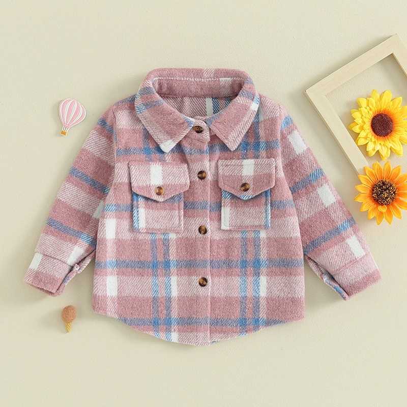 FOCUSNORM 0-4Y wool jacket for boys and girls in 3 colors long sleeved plain flannel button down sweater W241023