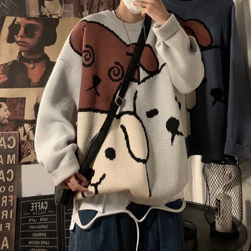 Autumn and Winter Cartoon Bear Sweater Men Clothing Fashion Long Sleeve Knitted Pullover Sweater Male Loose Casual Warm Clothes LX241024