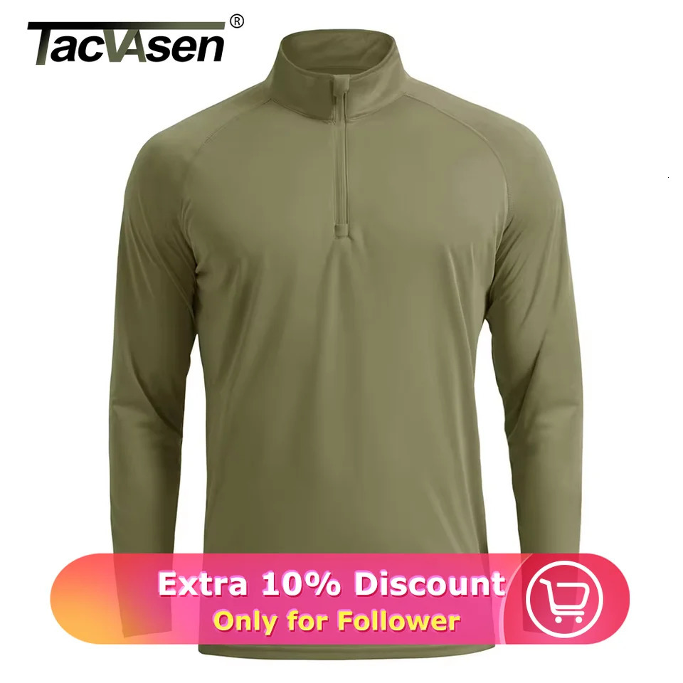 TACVASEN UPF 50Mens 1/4 Zipper UV Protective Long Sleeve T-shirt Fishing and Hiking Performance T-shirt Zipper Top 241024