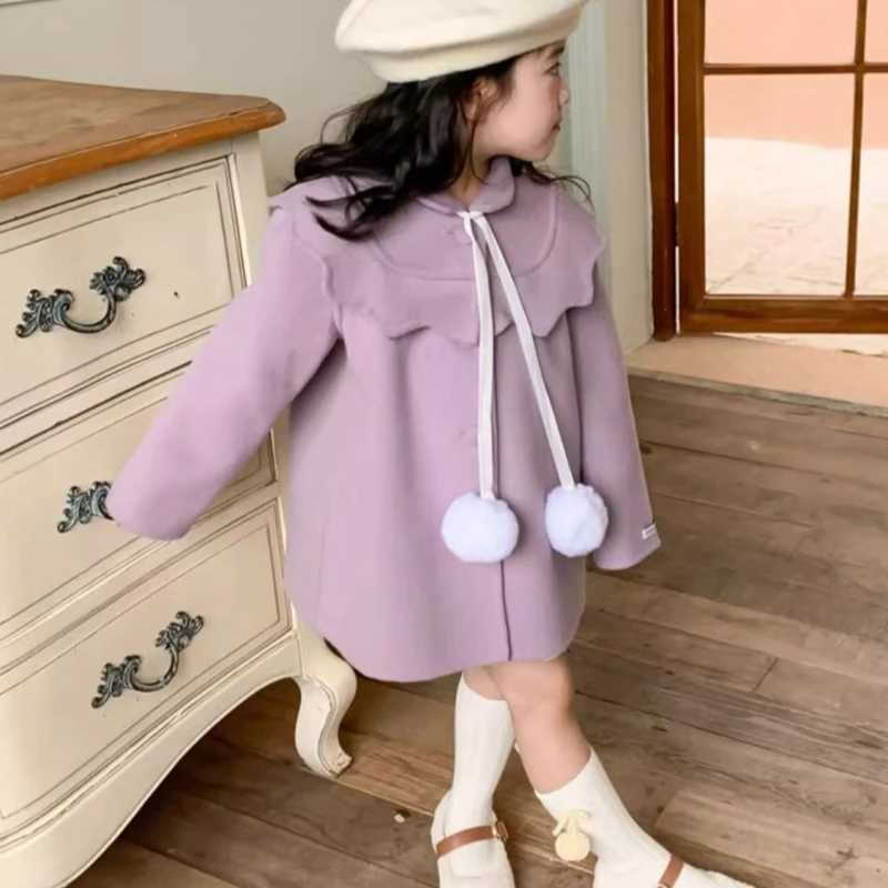 Womens wool coat windbreaker 2023 elegant warm thick winter cotton youth coat childrens clothing W241023