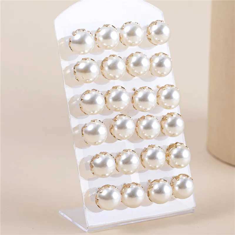 12pairs/bag White Simulated Pearl Earrings Set For Women Jewelry On Ear Round Ball Stud Earrings Jewelry Gifts 7mm 9mm 11mmX241023