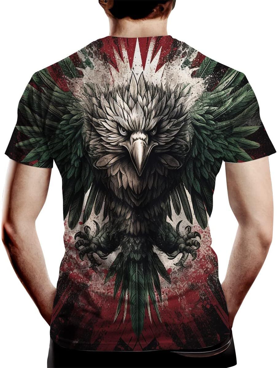 Mens T shirt Fashion Novelty Shirt Mexican Flag and Eagle Print Men's Cool T-Shirt tee Casual tops summer clothes Breathable and stylish