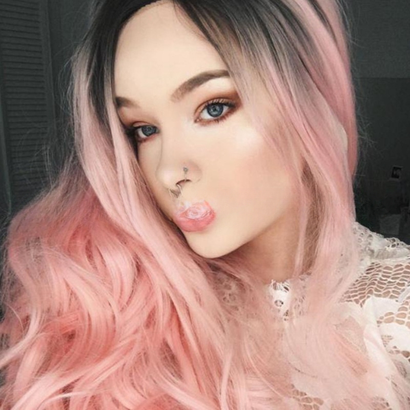 European and American synthetic wigs for women with middle-parted gradient long curly hair and big waves