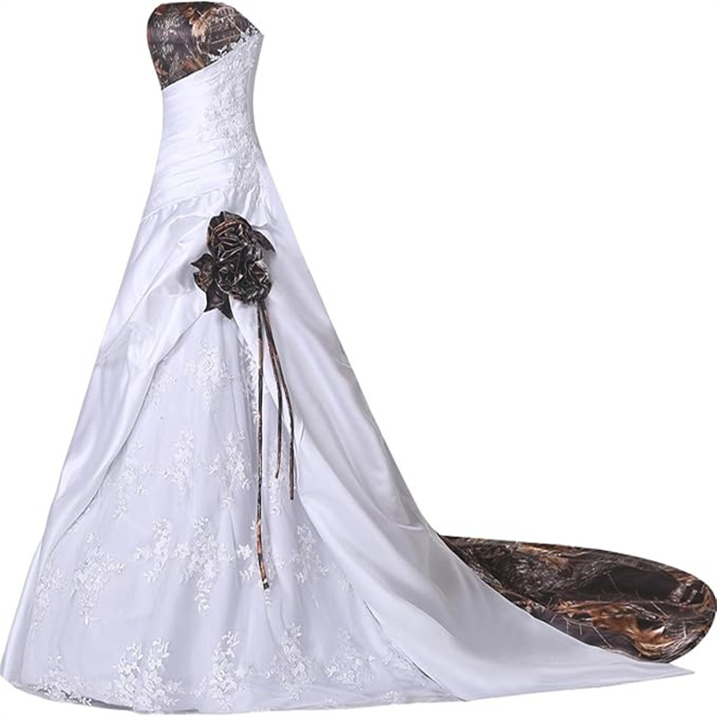 Civil Gothic Camo Wedding Dress 2025 Sexy Strapless Satin Boho Bride Dress Cowgirl Halloween Gatsby Wiccan Bridal Gown Lace Up Vestio De Novias Women 