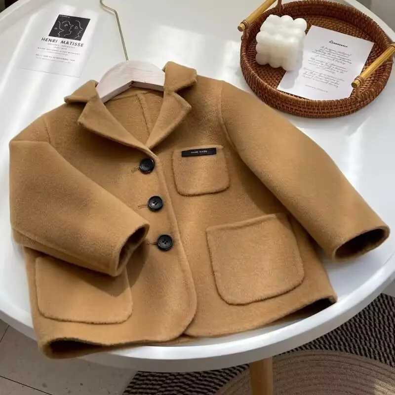 Mens wool coat jacket thickened 2024 blue warm velvet winter autumn cotton high Qu childrens clothing W241023