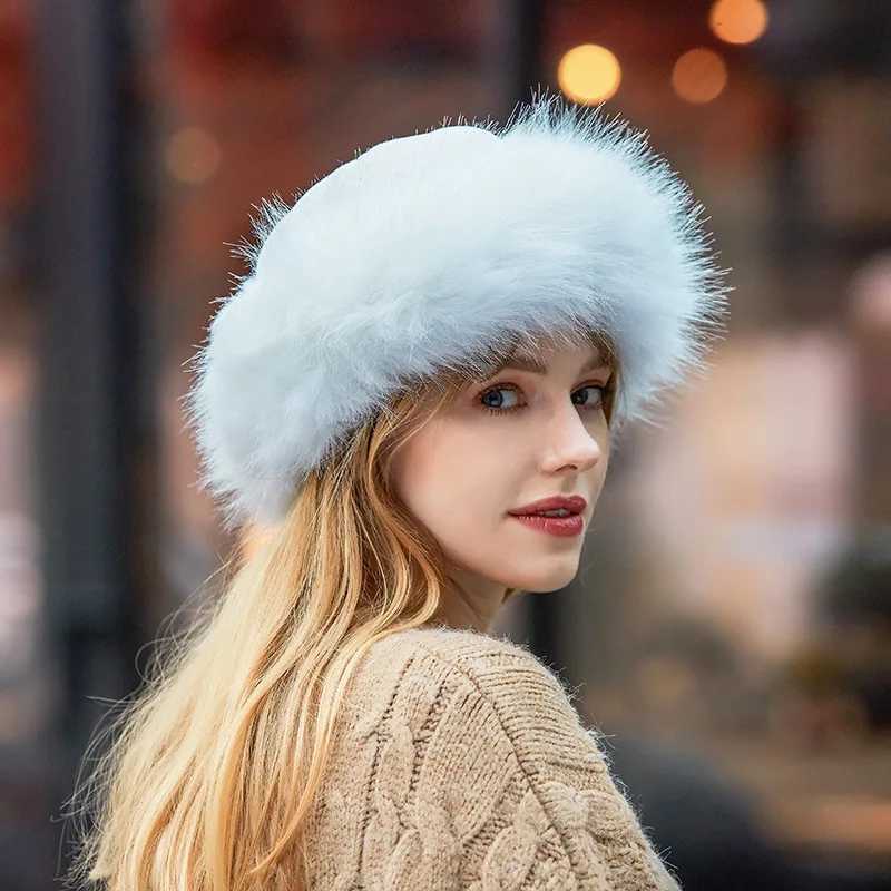 New Thick Warm Russian Hat Womens Suede Bber Hat Windproof Warm Fur Hat Fem Mongolian Hat Warm Fur Sklies Beanies X241023