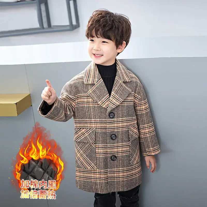 Boys coarse woolen coat foreign chiffon coat 2022 autumn and winter new mini set childrens baby clothing W241023