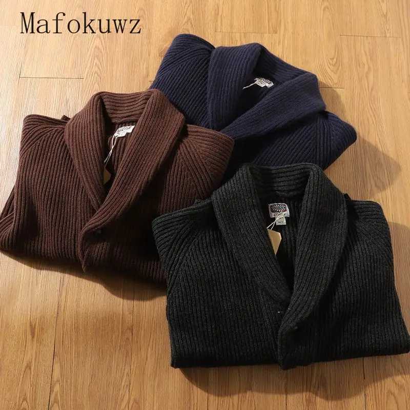 Japanese Retro Warm Thickened Lapel Knitted Cardigans Fashion Loose Casual High Street Knitted Sweaters Men Tops Male Clothes LX241024