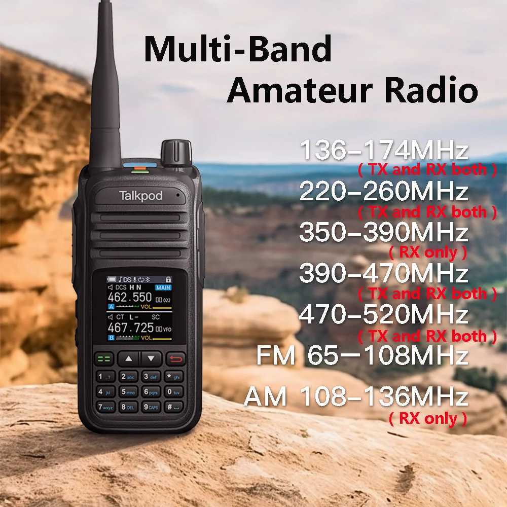 Interphone Talkpod A36Plus Walkie Talkie 5W Portable Ham CB Radio AM FM VHF UHF 7-Band NOAA Weather Receive Transceiver Two Way Radio Z241024