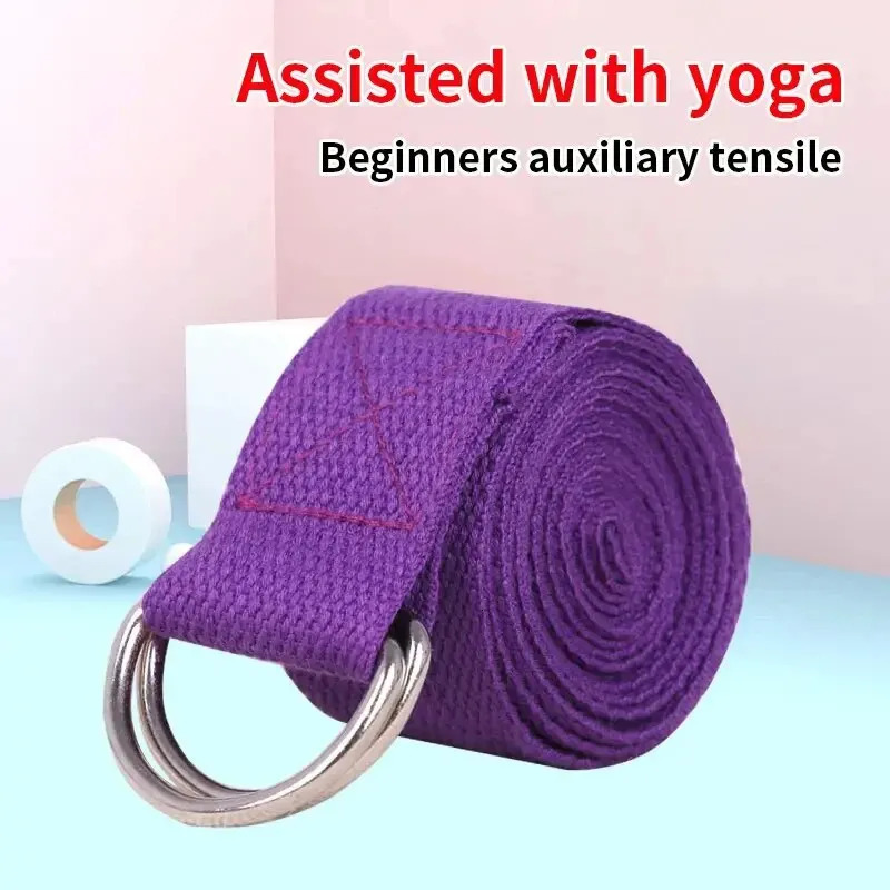 1Pc Yoga Strap For Pilates Ballet Dance With Adjustable DRing Buckle Cotton Belt Fitness Daily Stretching 241024