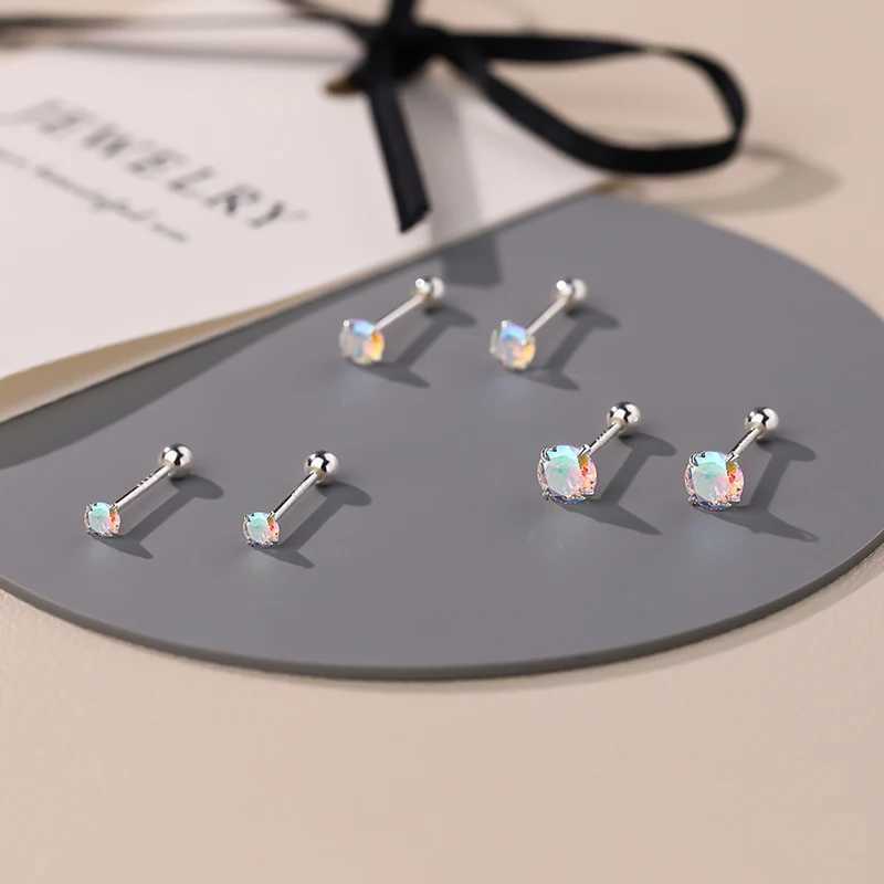 SOFTPIG Real 925 Sterling Silver 3/4/5MM Illusionary Round Zircon Bead Mini Stud Earrings for Women Fine Jewelry AccessoriesX241023