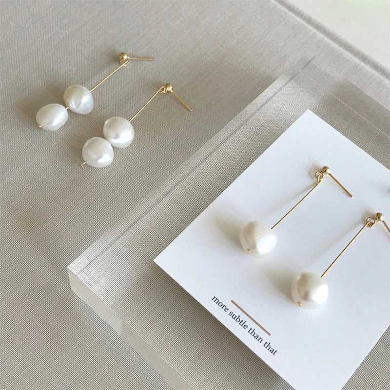 GHIDBK Baroque Freshwater Natural Pearls Studs Earrings Long Irregular Pearl Pendant Earring Dainty Charming Earring WholesaleX241023