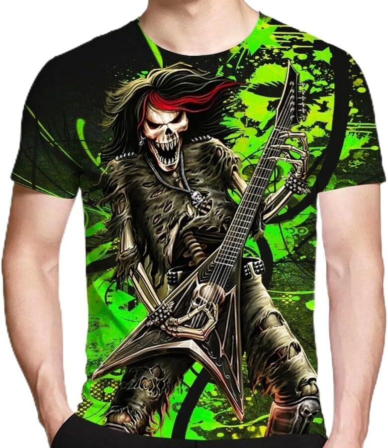 Mens T shirt Fashion Skull Printed 3D T Shirt Short Sleeve Hip Hop Rap Rock Punk Music Style Funny Hipster Shirts Gothic Death God Tops tee Casual top