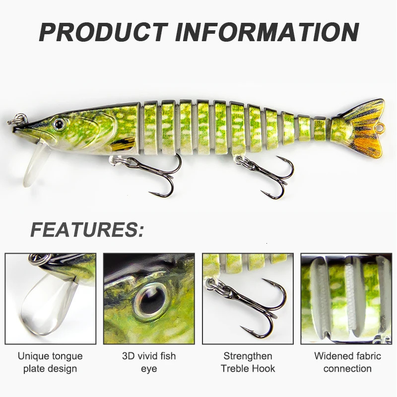 165mm 34g Fishing Lures Jointed Crankbaits Swimbait Sinking Wobblers For Pike Trout Bass Trolling Artificial Hard Bait Tackle 241024