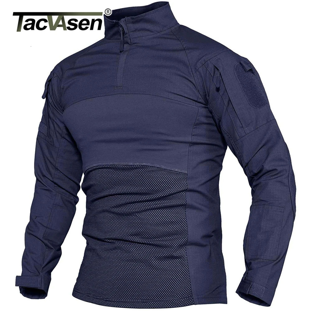 TACVASEN Mens Work Shirt 1/4 Zipper Long Sleeve Shirt Outdoor Fishing Hiking Shirt Casual Zipper Top Wear resistant Mens 241024