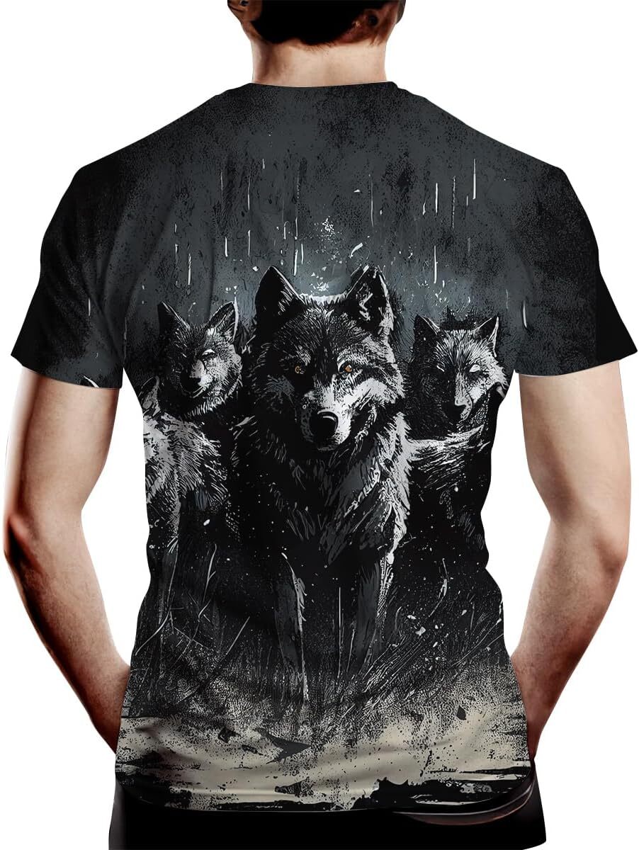Mens T shirt Mens Casual Tees with Wolf Graphic Print tee Casual tops summer clothes Breathable and stylish