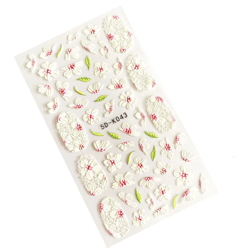 10 5D embossed lip flower butterfly nail stickers with cherry strawberry self-adhesive nail decoration 241024