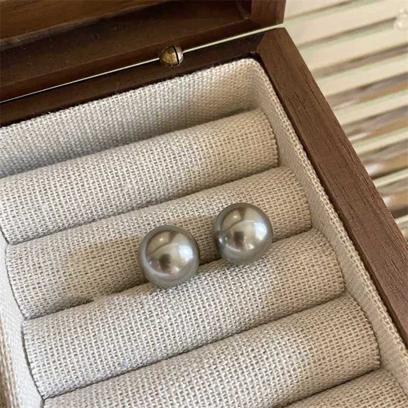 New French Minimalist Grey Imitation Pearl Stud Earrings 2023 Fashion Jewelry Daily Wear Accessories for Girls Womens PartyX241023