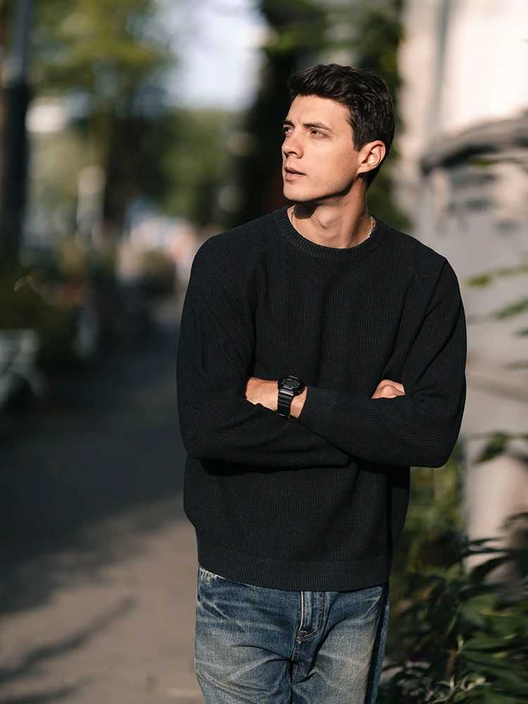 SIMWOOD 2024 Autumn Winter New Oversize Casual Crewneck Sweater Men Waffle Textured Long Sleeve Knitted Pullover LX241024