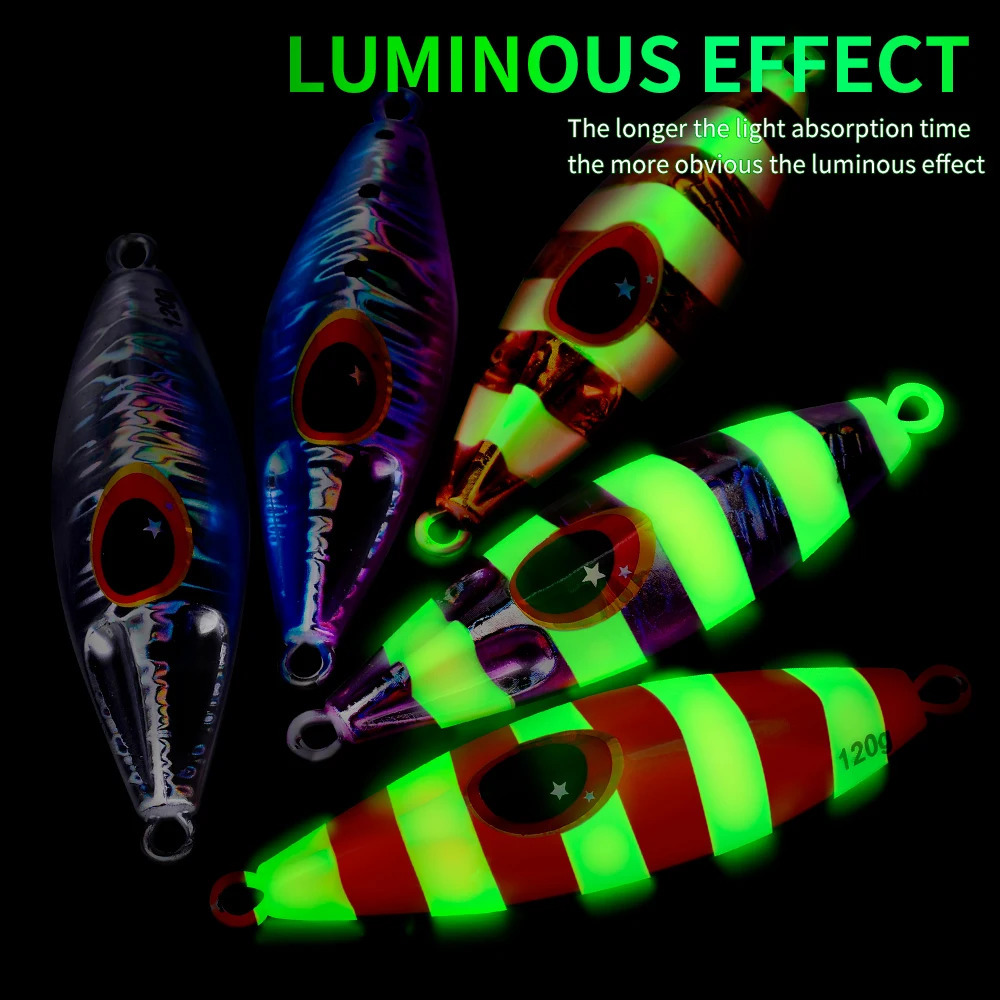 PROBEROS 1pc Glowing Metal Jig Fishing LureBionic Sea Bait with Realistic Action Durable Slow Pitch for Nighttime Catches 241024
